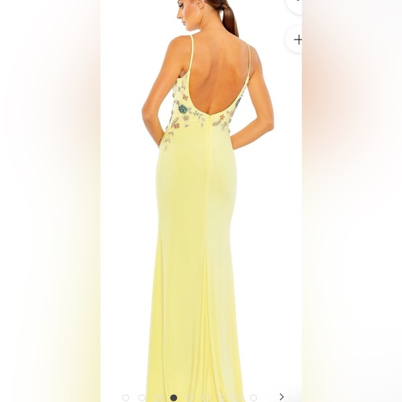 🌼 Mac Duggal Buttercup Yellow Embellished Gown – NEW Without Tags - Picture 2 of 6